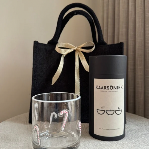 Giftbag Candy Glow – Limited Edition Kaarsenhouder met Candy Cane Lollipop Design